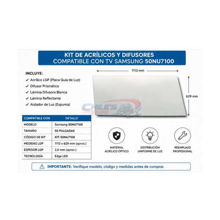 Acrílico LGP Samsung 50NU7100 50″ BN61-15661A | Chile’s Store