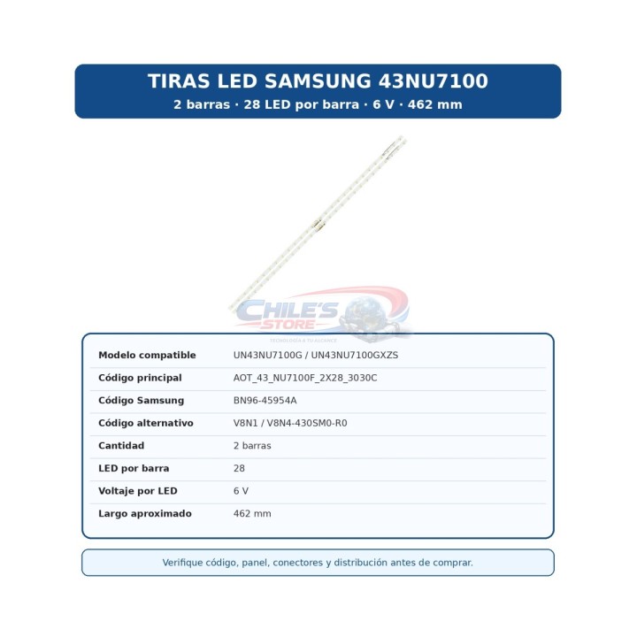 Tiras LED Samsung 43NU7100 43″ BN96-45954A | Chile’s Store