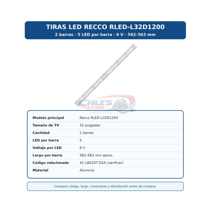 Tiras LED Recco RLED-L32D1200 32″ | Chile’s Store
