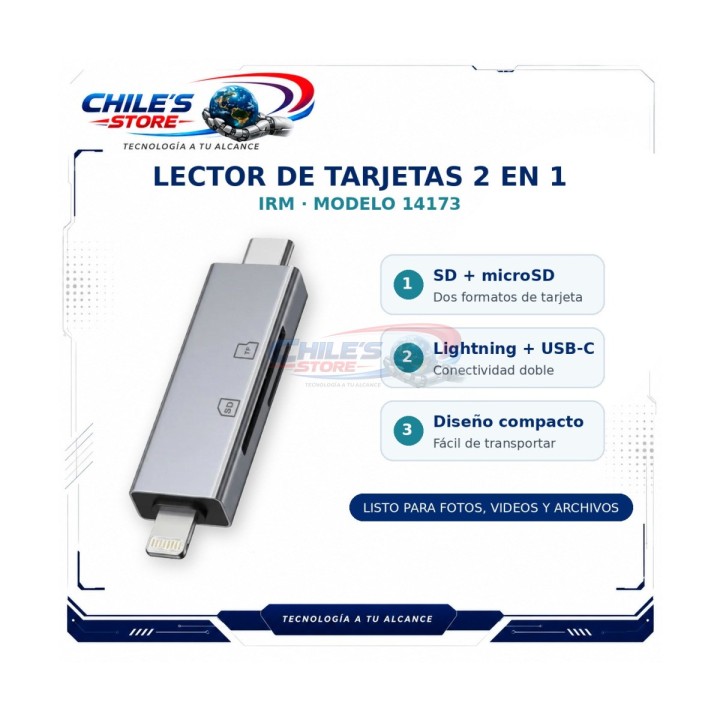Lector SD y MicroSD Lightning USB-C IRM 14173 | Chile’s Store